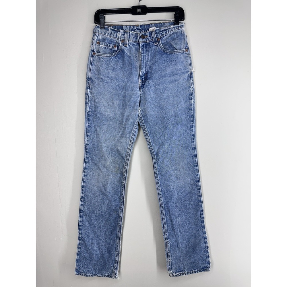 VTG Levi's 517 Made in USA 1998 Light Wash Distressed Bootcut Jeans 575 29x33